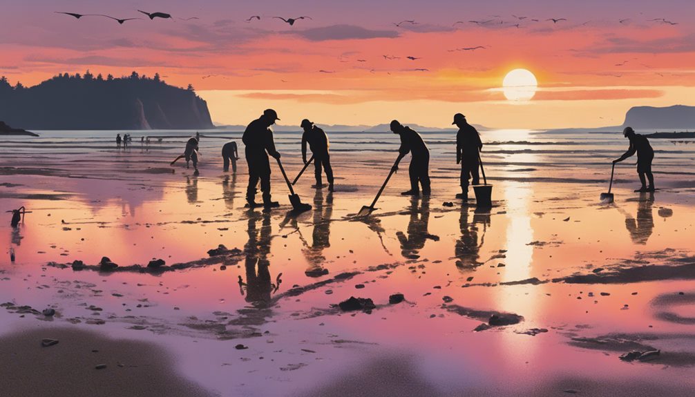 clam digging and transport